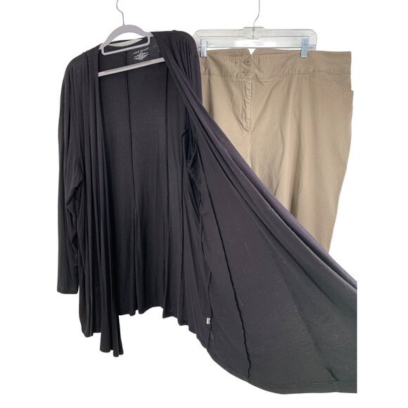 Lane Bryant Womens Black Swing Cardigan & Tan Chino Capri Pants Set 3X REE10488 - Picture 3 of 10